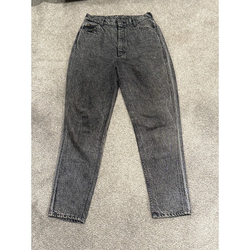 Lee Jeans Women's 14 Medium Gray Denim Stone Wash Cotton Straight‎ Leg 5-Pockets